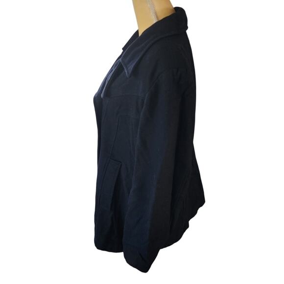 Towne London Fog Black Wool Blend Pea Coat Size XL - Picture 5 of 7